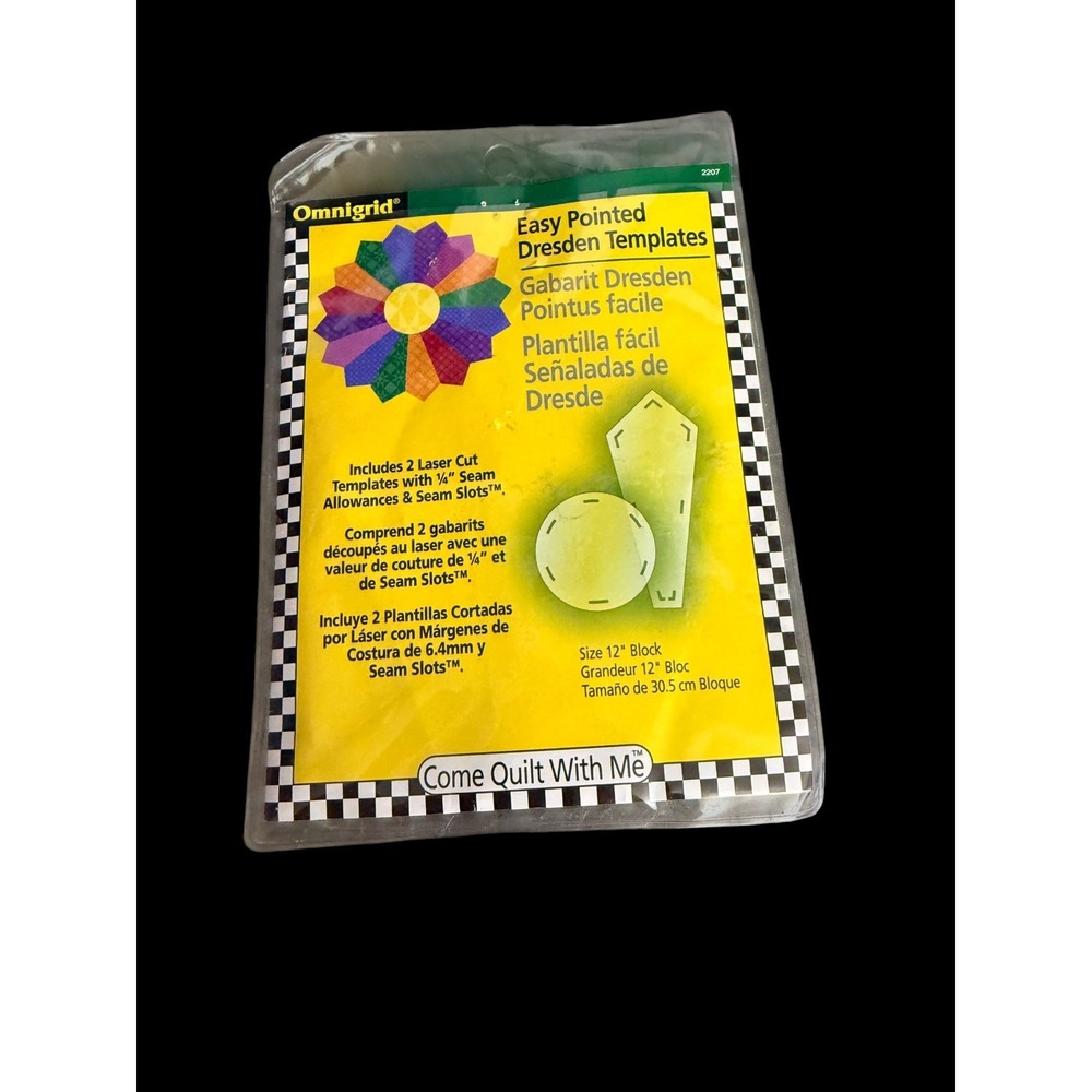 Omnigrid Easy Pointed Dresden Templates Makes 12 In Quilt Block New